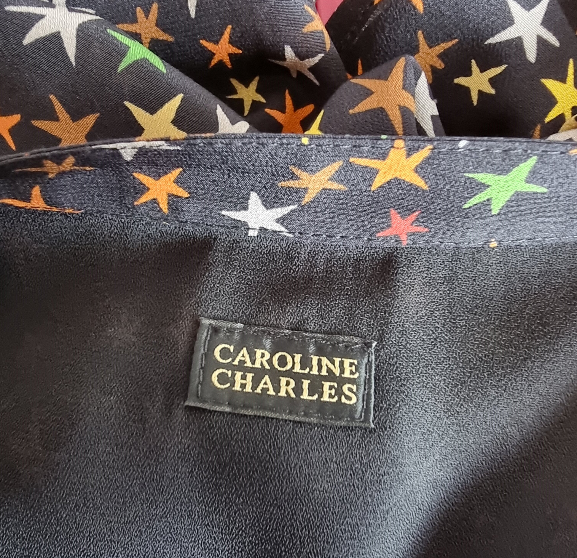 Caroline Charles London Vintage Black Silk Skirt & Top UK 16/18 US 12/14 EU 44/46 - Timelessfashions