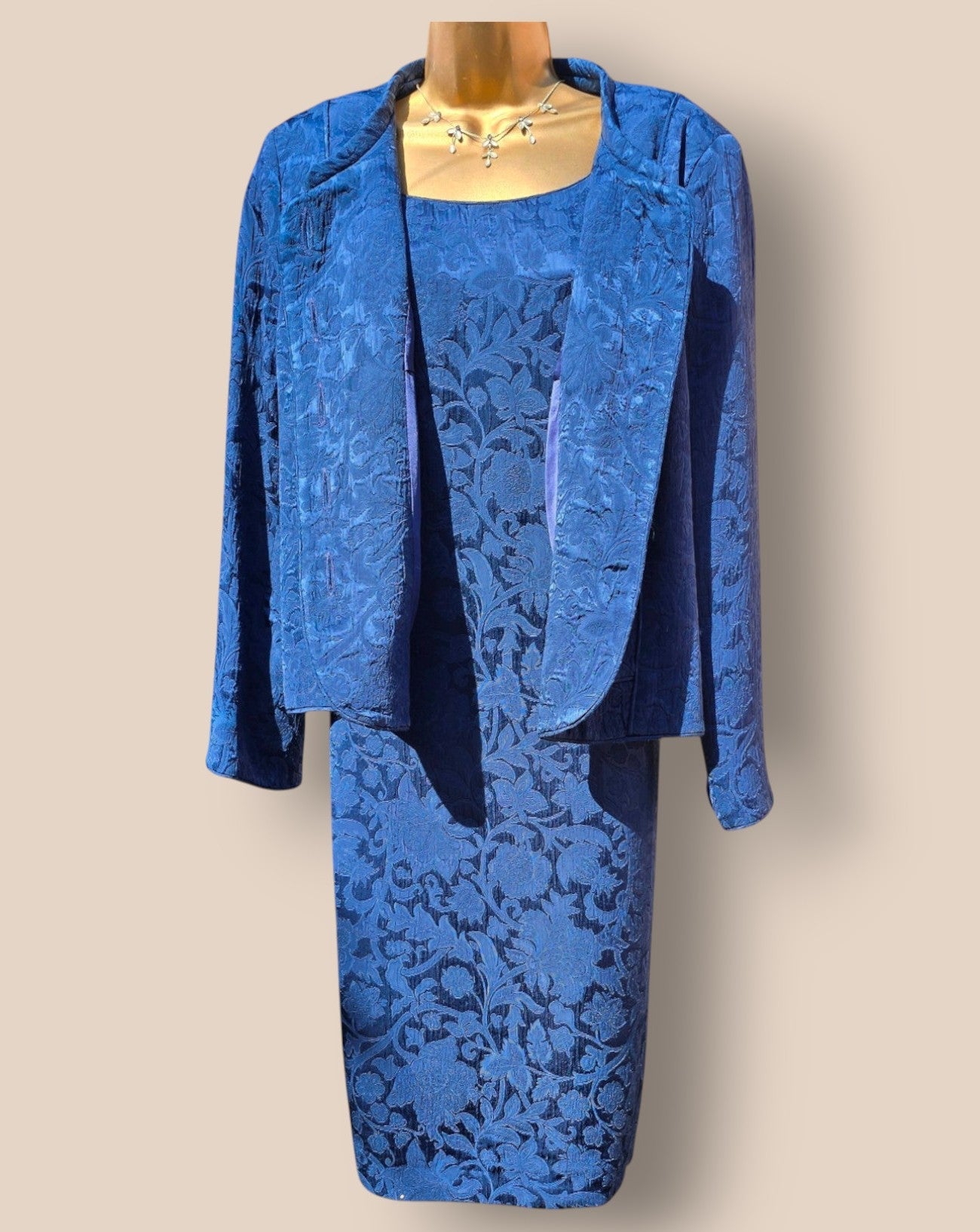 Caroline Charles Midnight Blue Dress & Jacket UK 20 US 16 EU 48 - Timelessfashions