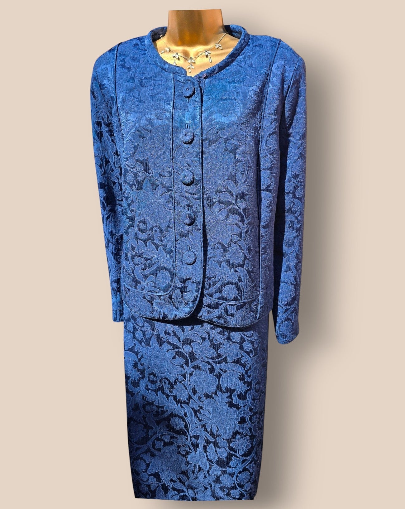 Caroline Charles Midnight Blue Dress & Jacket UK 20 US 16 EU 48 - Timelessfashions
