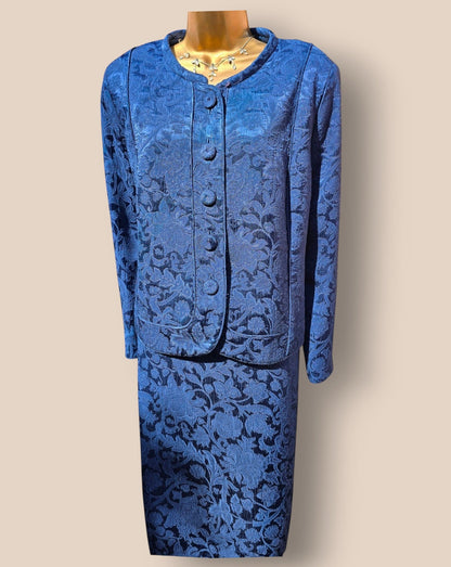 Caroline Charles Midnight Blue Dress & Jacket UK 20 US 16 EU 48 - Timelessfashions