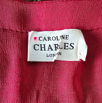 Caroline Charles Red Silk Sequin Jacket, Skirt & Cami Top UK 14/16 US 10/123 EU 42/44 - Timelessfashions