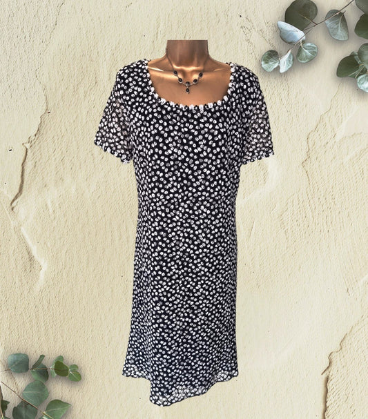 Caroline Charles Studio Vintage Black Lace Overlay Dress UK 16 US 12 EU 44 - Timelessfashions