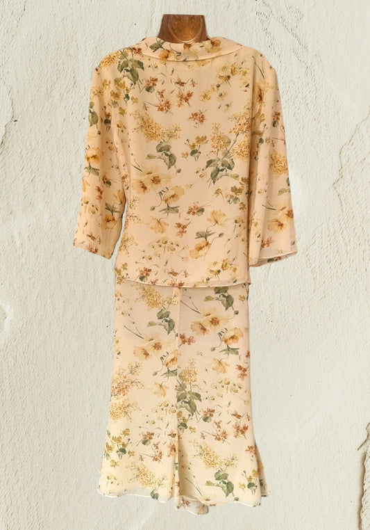 Caroline Charles Studio Vintage Silk Skirt & Blouse Set UK 16 US 12 EU 44 - Timelessfashions