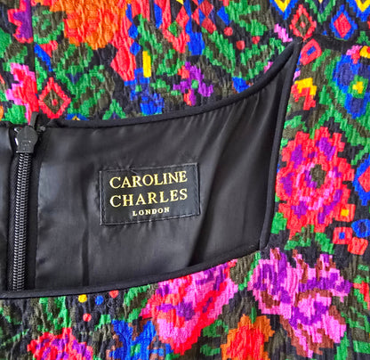 Caroline Charles Vintage Floral Dress UK 16 US 12 EU 44 - Timelessfashions