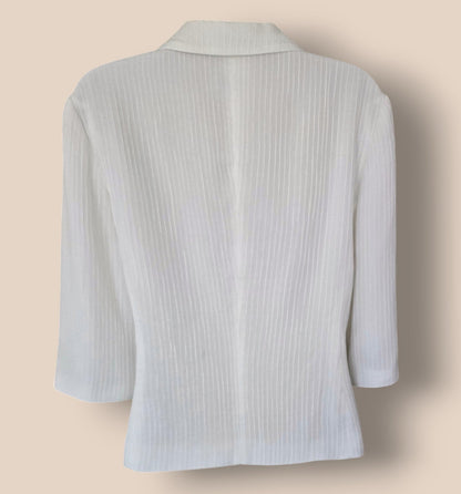 Caroline Charles Vintage White Cotton Jacket UK 16 US 12 EU 44 - Timelessfashions
