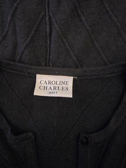 Caroline Charles Women’s Black Short Sleeve Cardigan UK 16 US 12 EU 44 - Timelessfashions
