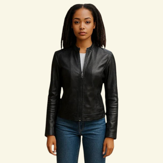 Cerruti 1881 Womens Vintage Black Leather Zip Jacket UK 12 US 8 EU 40 IT 44 - Timelessfashions