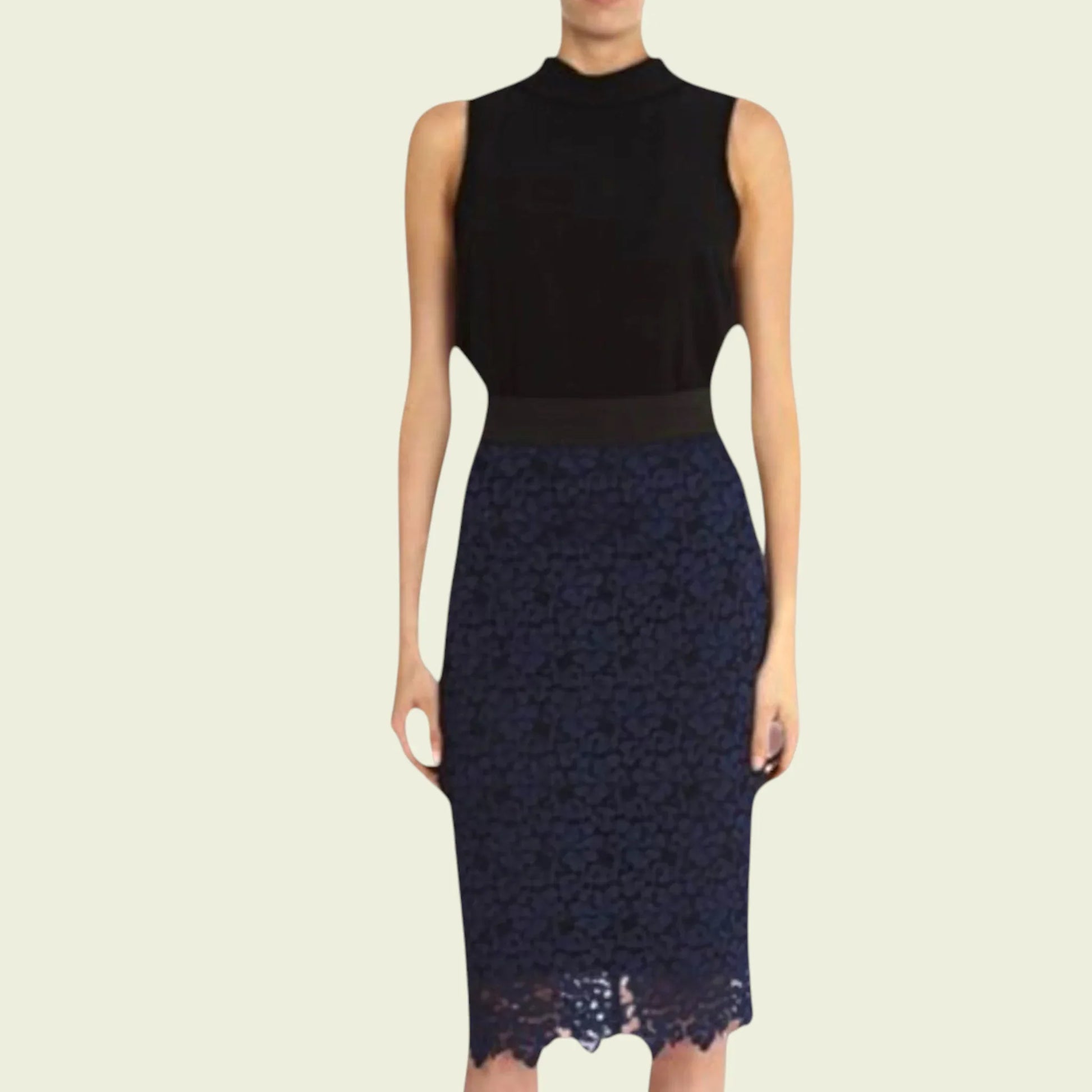 Coast Tullah Black & Navy Lace Top & Skirt Set UK 12 US 8 EU 40 - Timelessfashions