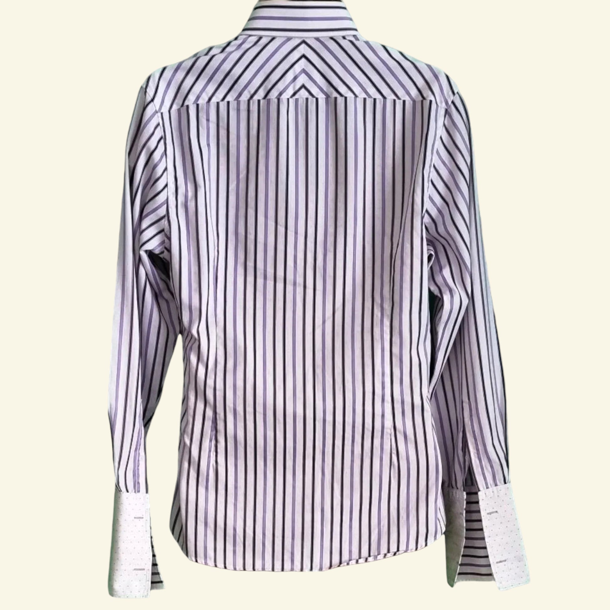 St George by DUFFER Mens White & Lilac Multi Stripe Shirt. Size 15½ collar. - Timelessfashions