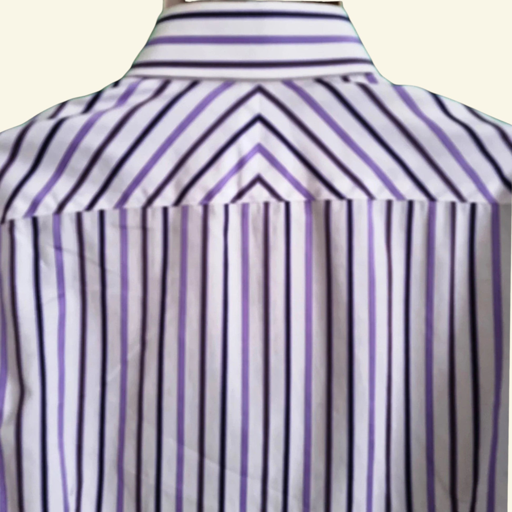 St George by DUFFER Mens White & Lilac Multi Stripe Shirt. Size 15½ collar. - Timelessfashions