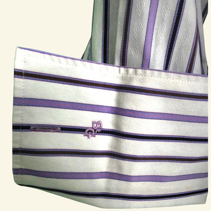 St George by DUFFER Mens White & Lilac Multi Stripe Shirt. Size 15½ collar. - Timelessfashions