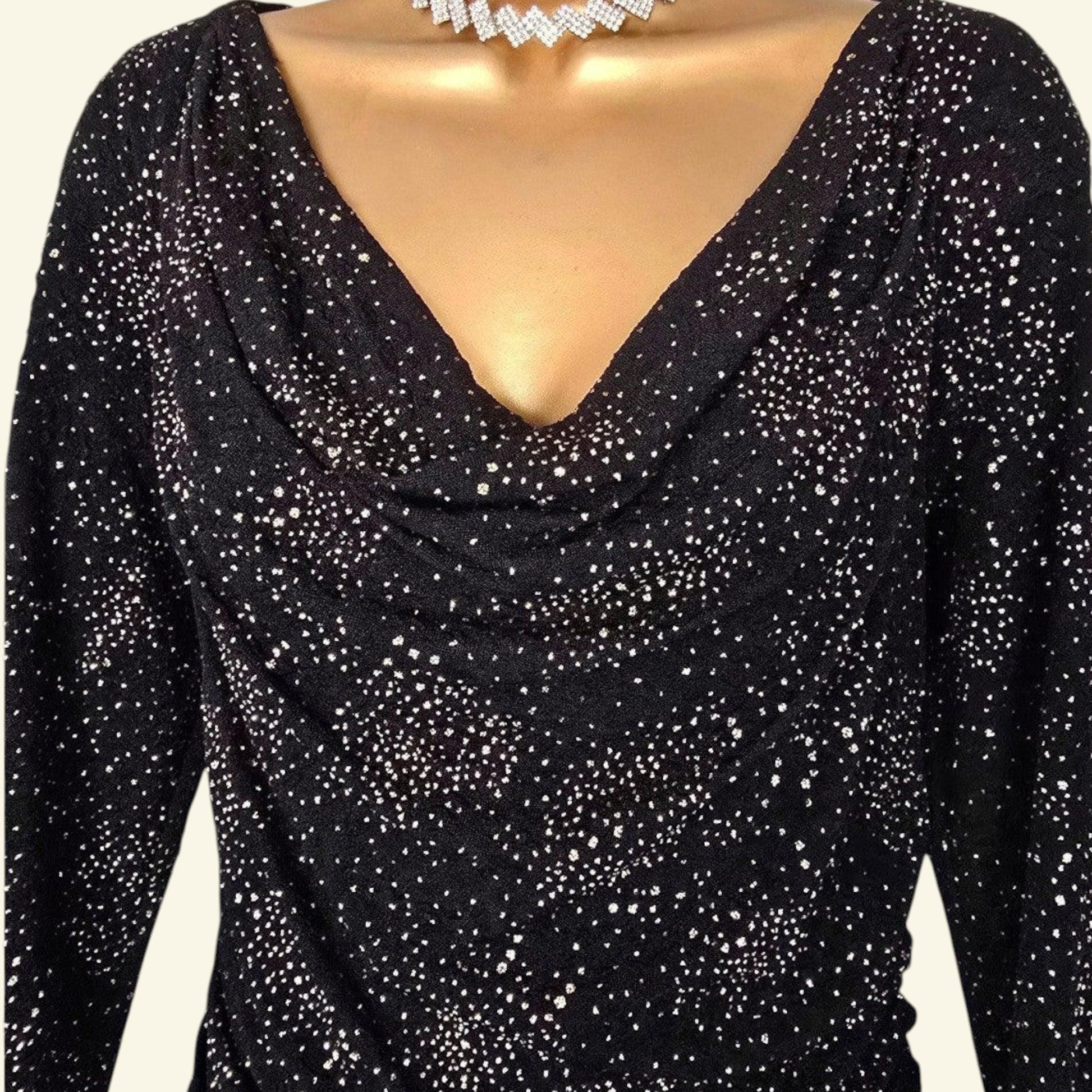 Damsel In A Dress Black And Gold Ruched Bodycon Dress UK 14 US 10 EU 42 - Timelessfashions