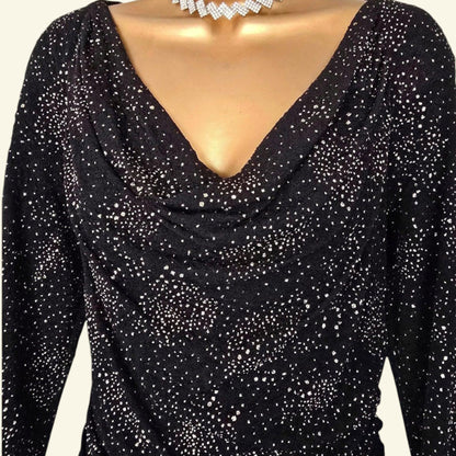 Damsel In A Dress Black And Gold Ruched Bodycon Dress UK 14 US 10 EU 42 - Timelessfashions