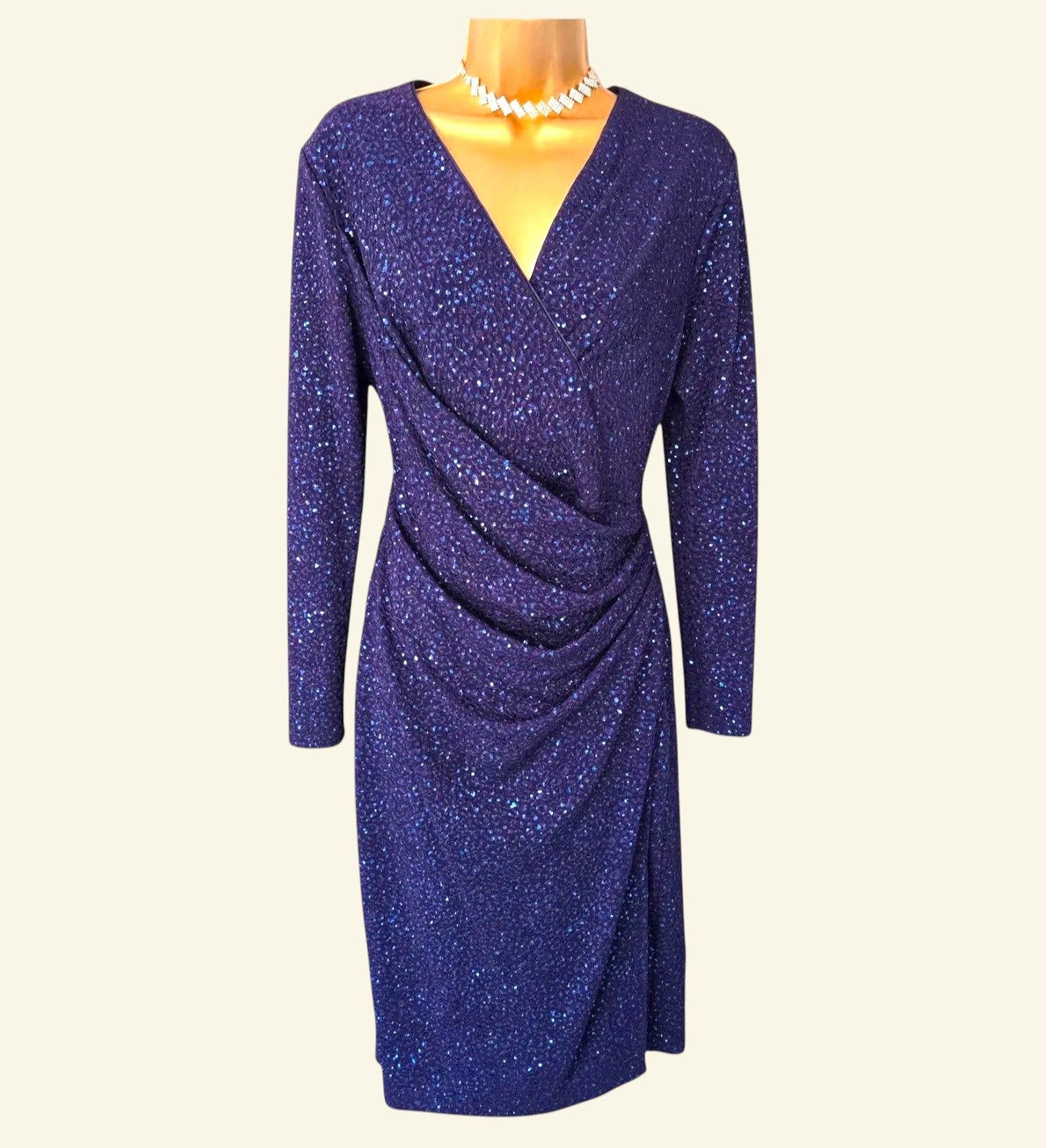 Damsel In A Dress Midnight Blue Sequinned Dress UK 14 US 10 EU 42 - Timelessfashions