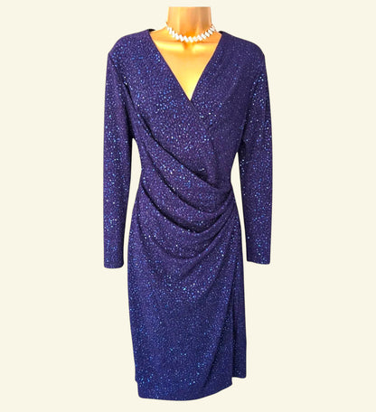 Damsel In A Dress Midnight Blue Sequinned Dress UK 14 US 10 EU 42 - Timelessfashions