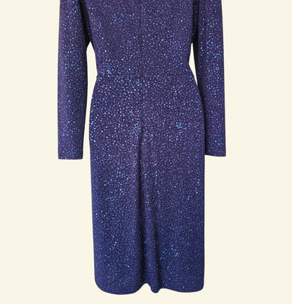 Damsel In A Dress Midnight Blue Sequinned Dress UK 14 US 10 EU 42 - Timelessfashions