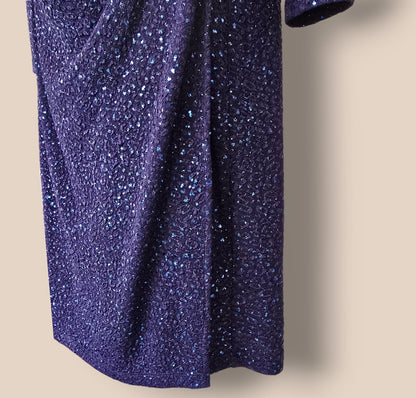 Damsel In A Dress Midnight Blue Sequinned Dress UK 14 US 10 EU 42 - Timelessfashions