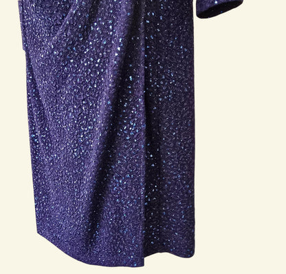 Damsel In A Dress Midnight Blue Sequinned Dress UK 14 US 10 EU 42 - Timelessfashions