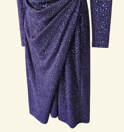 Damsel In A Dress Midnight Blue Sequinned Dress UK 14 US 10 EU 42 - Timelessfashions