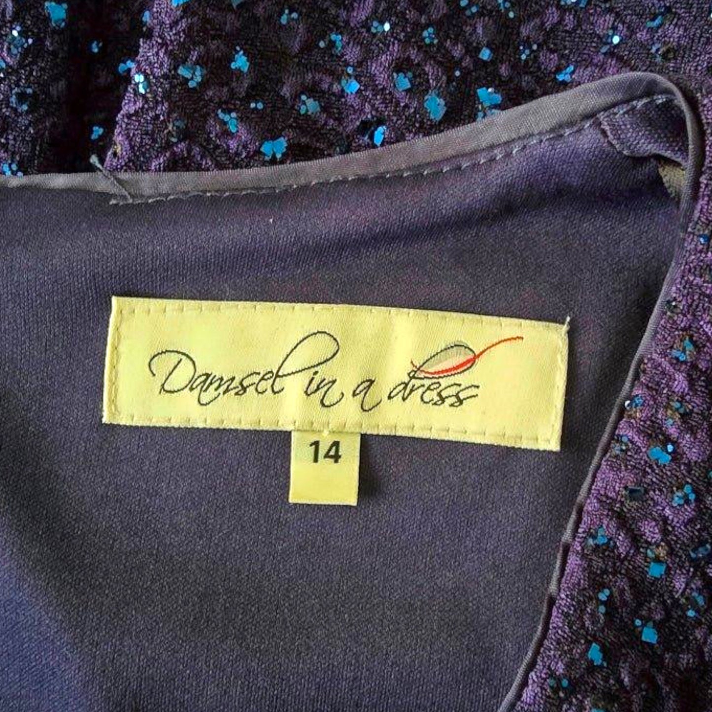 Damsel In A Dress Midnight Blue Sequinned Dress UK 14 US 10 EU 42 - Timelessfashions