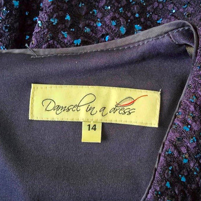 Damsel In A Dress Midnight Blue Sequinned Dress UK 14 US 10 EU 42 - Timelessfashions