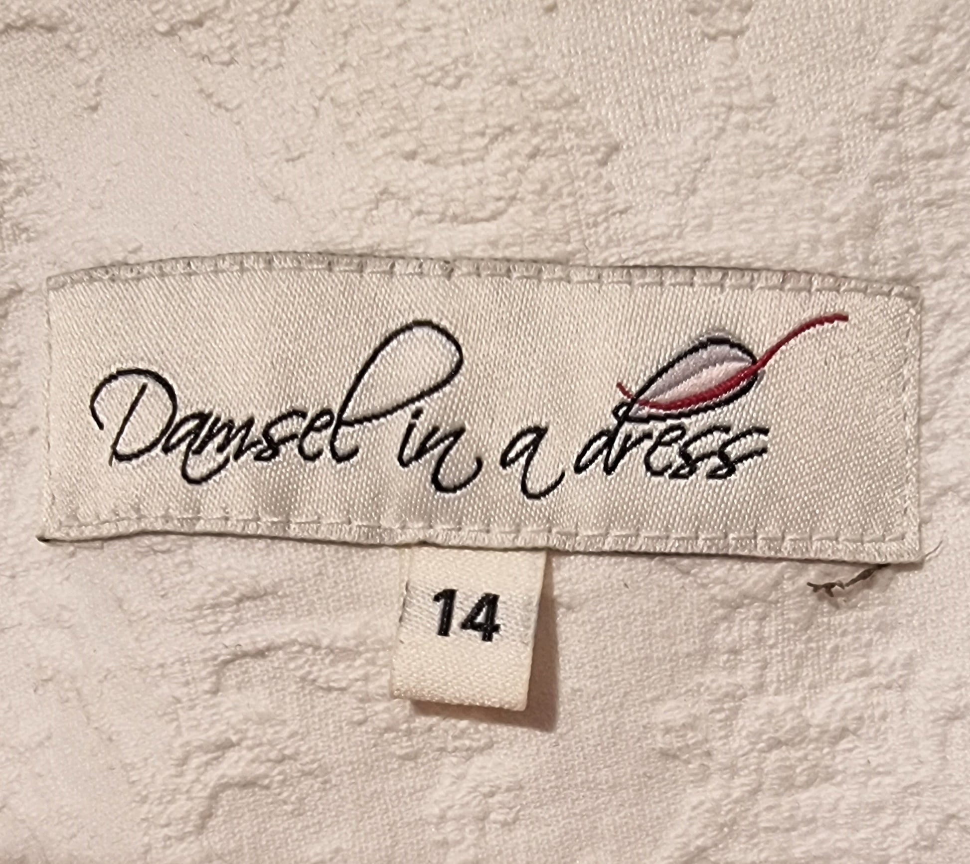 Damsel In A Dress White Textured Collarless Jacket UK 14 US 10 EU 42 - Timelessfashions