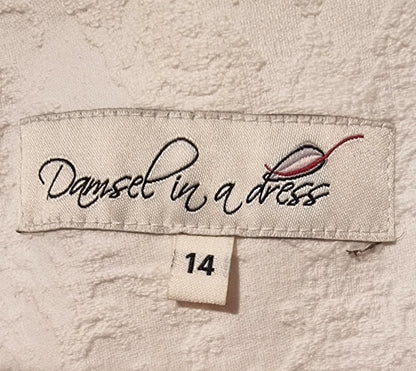 Damsel In A Dress White Textured Collarless Jacket UK 14 US 10 EU 42 - Timelessfashions