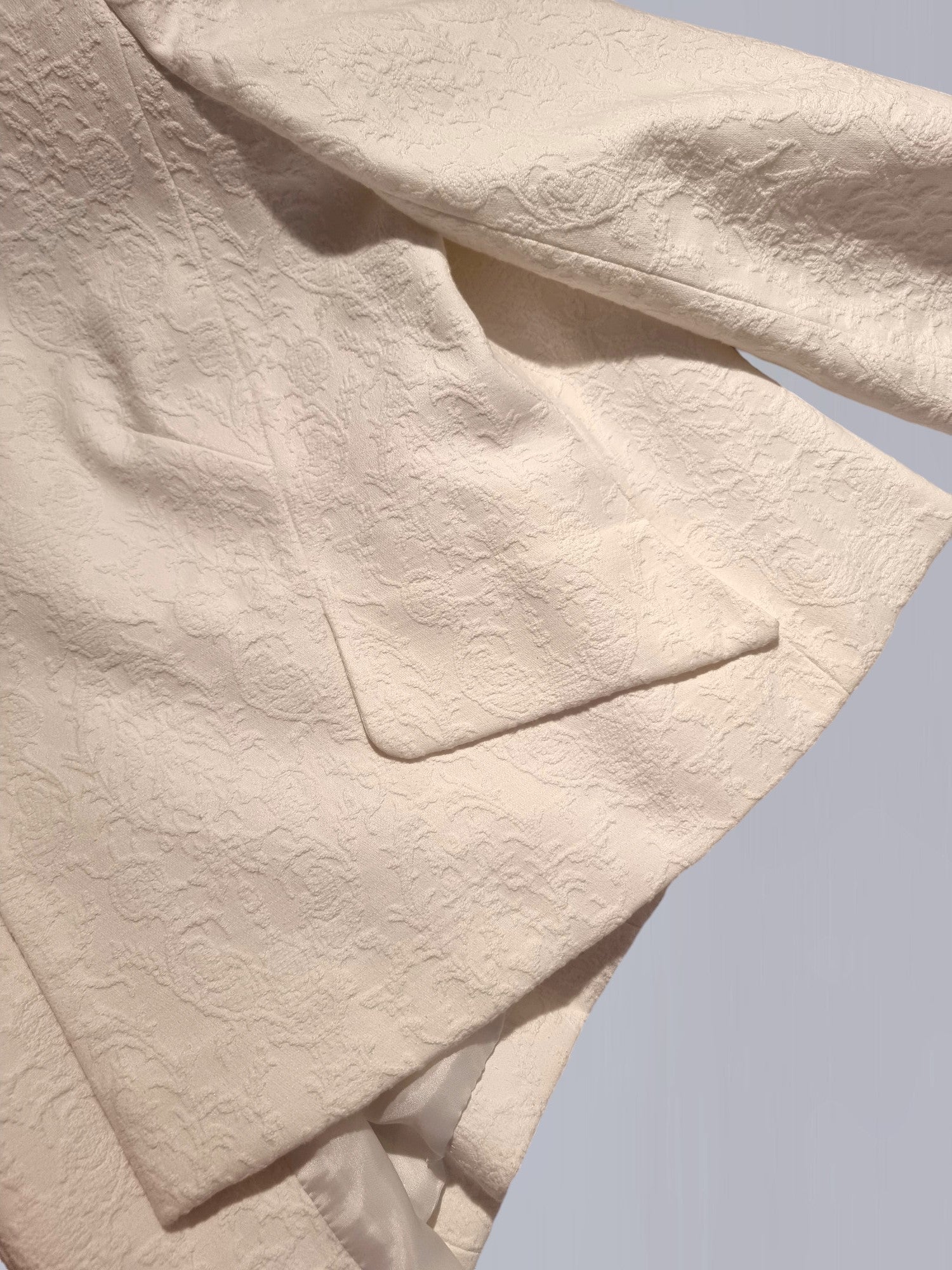 Damsel In A Dress White Textured Collarless Jacket UK 14 US 10 EU 42 - Timelessfashions