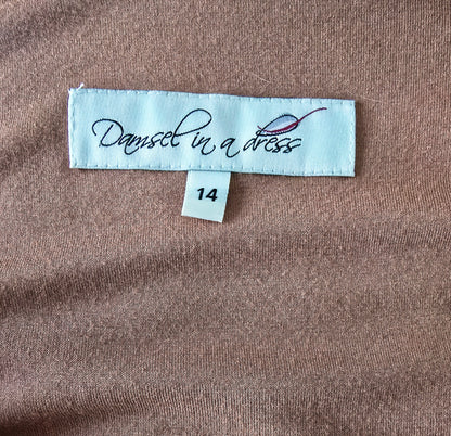 Damsel In A Dress Wrap Style Camel Lined Dress UK 14 US 10 EU 42 - Timelessfashions