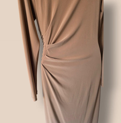 Damsel In A Dress Wrap Style Camel Lined Dress UK 14 US 10 EU 42 - Timelessfashions