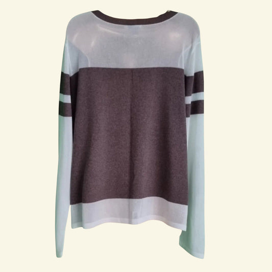 DKNY Womens Mocha and White Striped Jumper UK 12/14 US 8/10 EU 40/42 - Timelessfashions