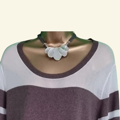 DKNY Womens Mocha and White Striped Jumper UK 12/14 US 8/10 EU 40/42 - Timelessfashions