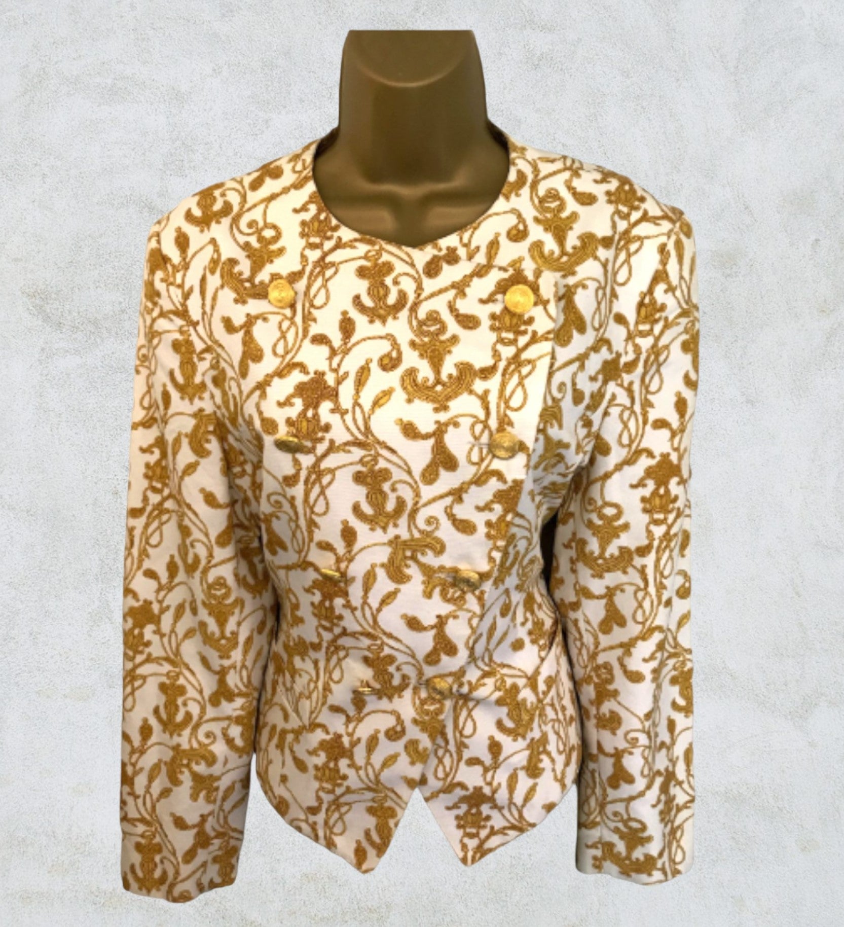 Wolfgang Kaiser Vintage Colette Cream & Gold Cotton Jacket UK 12 US 8 EU 40 Timeless Fashions