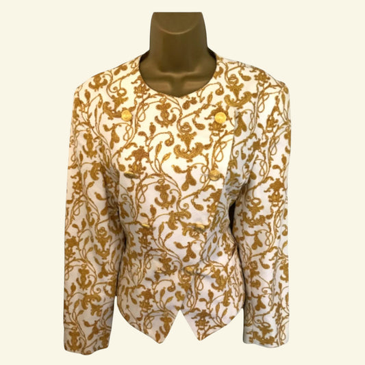 Wolfgang Kaiser Vintage Colette Cream & Gold Cotton Jacket UK 12 US 8 EU 40 - Timelessfashions
