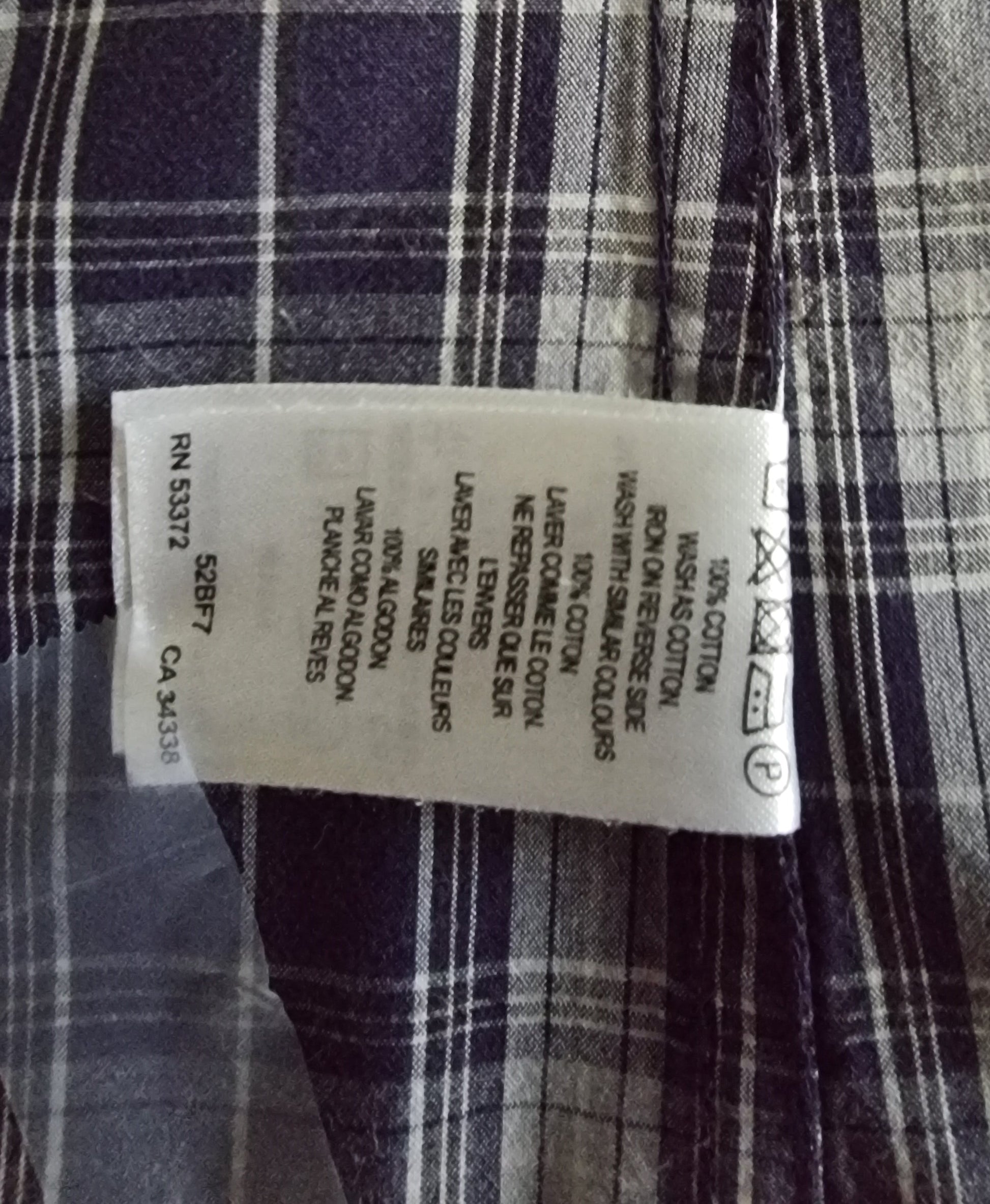 French Connection Men’s Blue & White Check Long Sleeve Shirt UK M - Timelessfashions