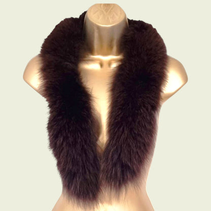 Mannequin wearing fur collar, stole on beige background