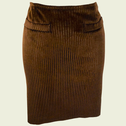 Brown ribbed skirt on a beige background