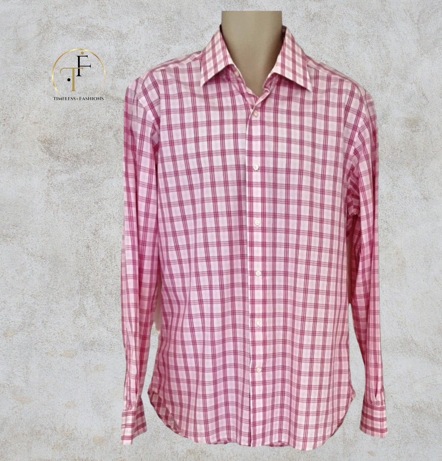 HERBIE FROGG Pink & White Stripe Cotton Mens Shirt. Collar 16” Timeless Fashions