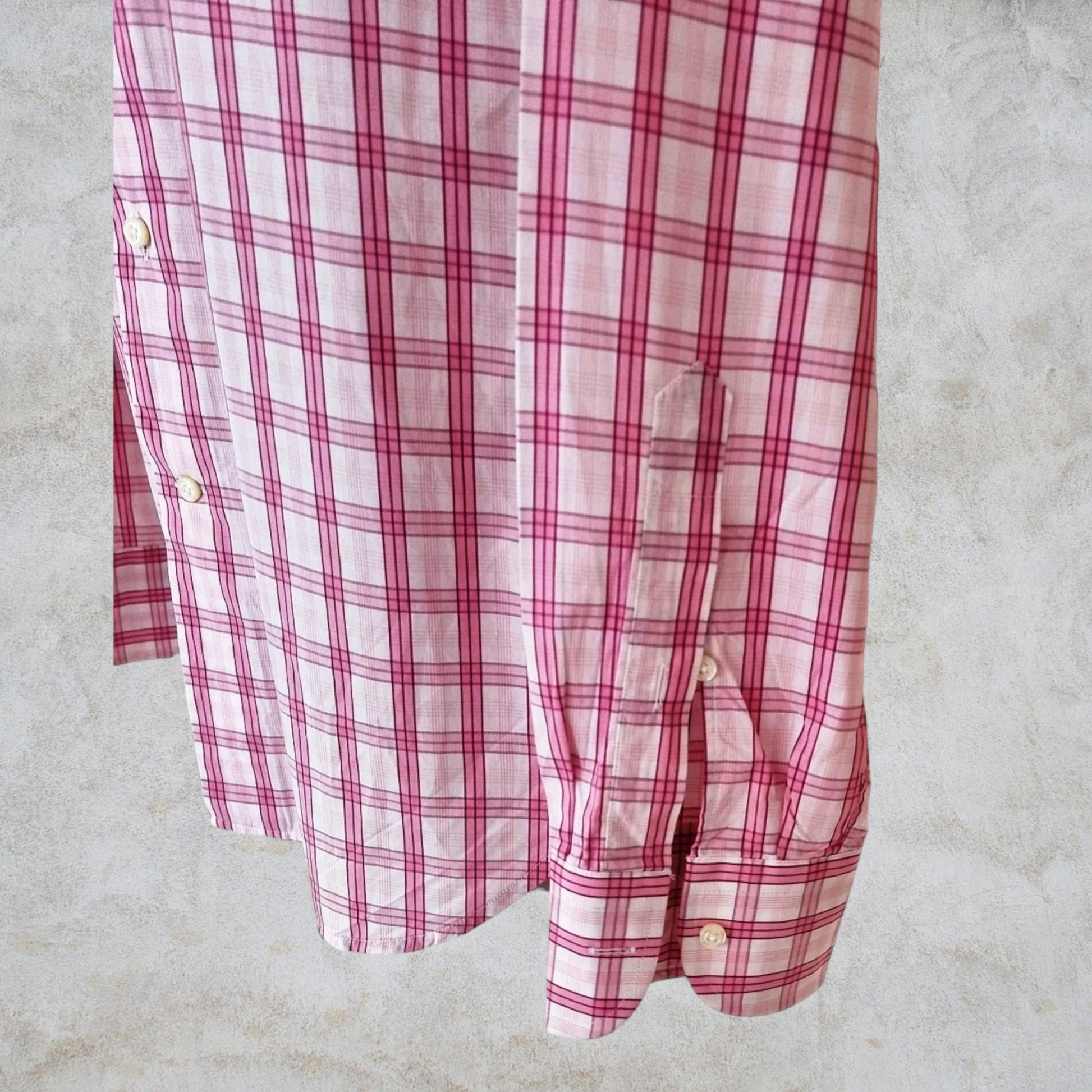 Herbie Frogg Men's Pink & White Check Cotton Shirt Collar 16" Timeless Fashions