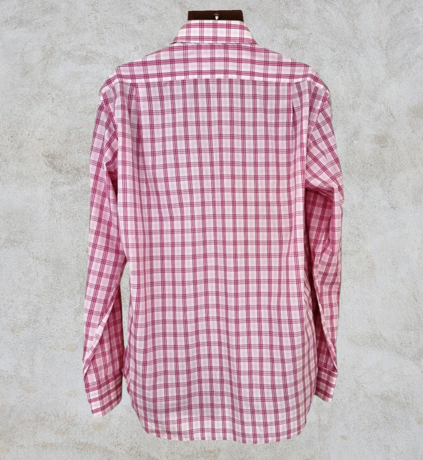 Herbie Frogg Men's Pink & White Check Cotton Shirt Collar 16" Timeless Fashions