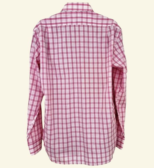 Herbie Frogg Men's Pink & White Check Cotton Shirt Collar 16" - Timelessfashions