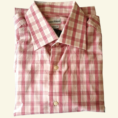 Herbie Frogg Men's Pink & White Check Cotton Shirt Collar 16" - Timelessfashions