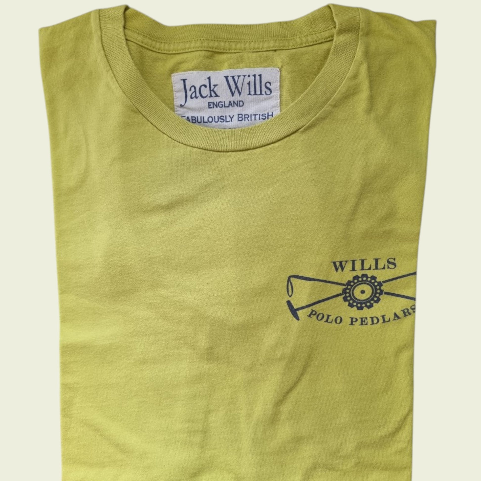 Olive green T shirt on beige background