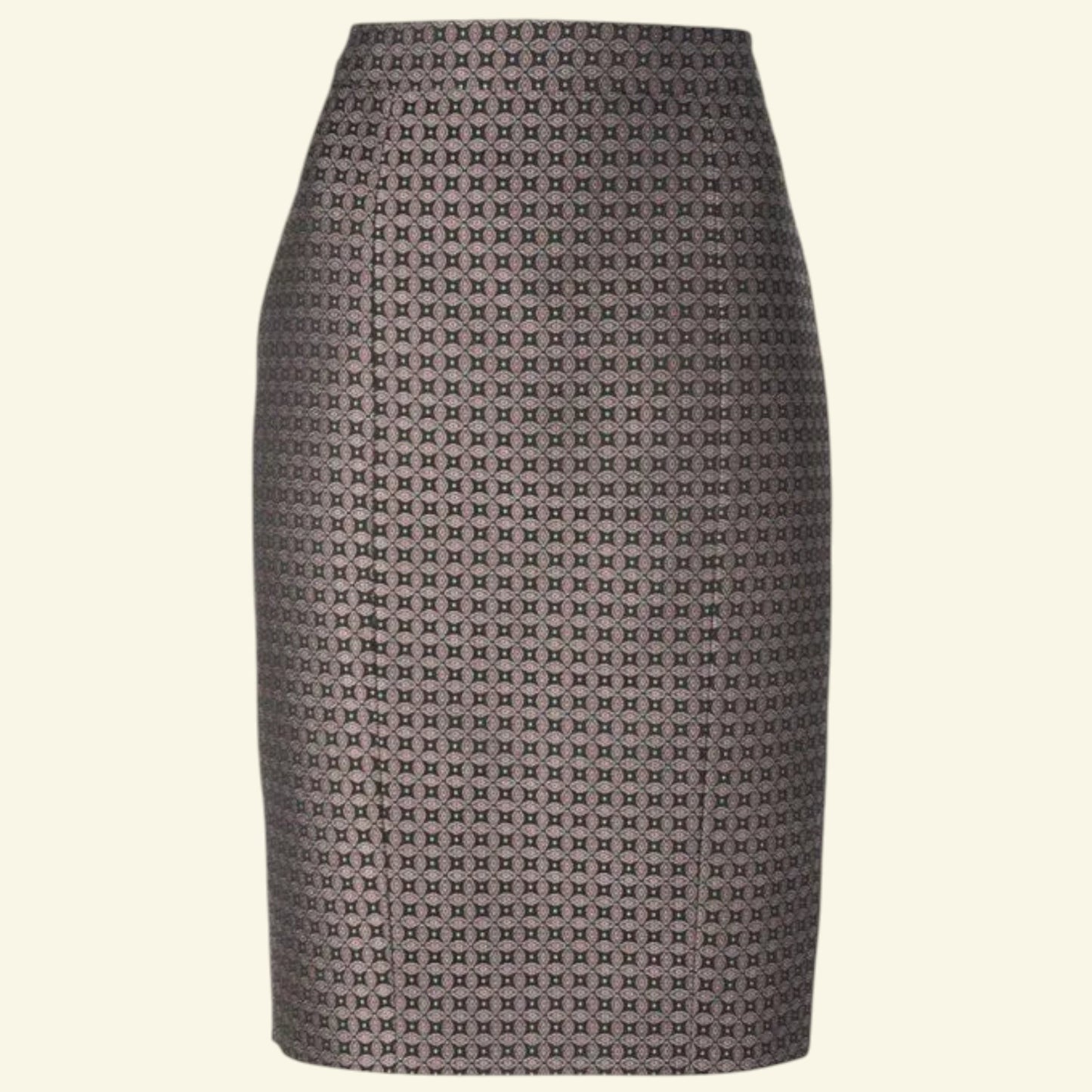 JOSEPH Cravat Jacquard Black Burgundy Pencil Skirt UK 10 US 6 EU 38 - Timelessfashions