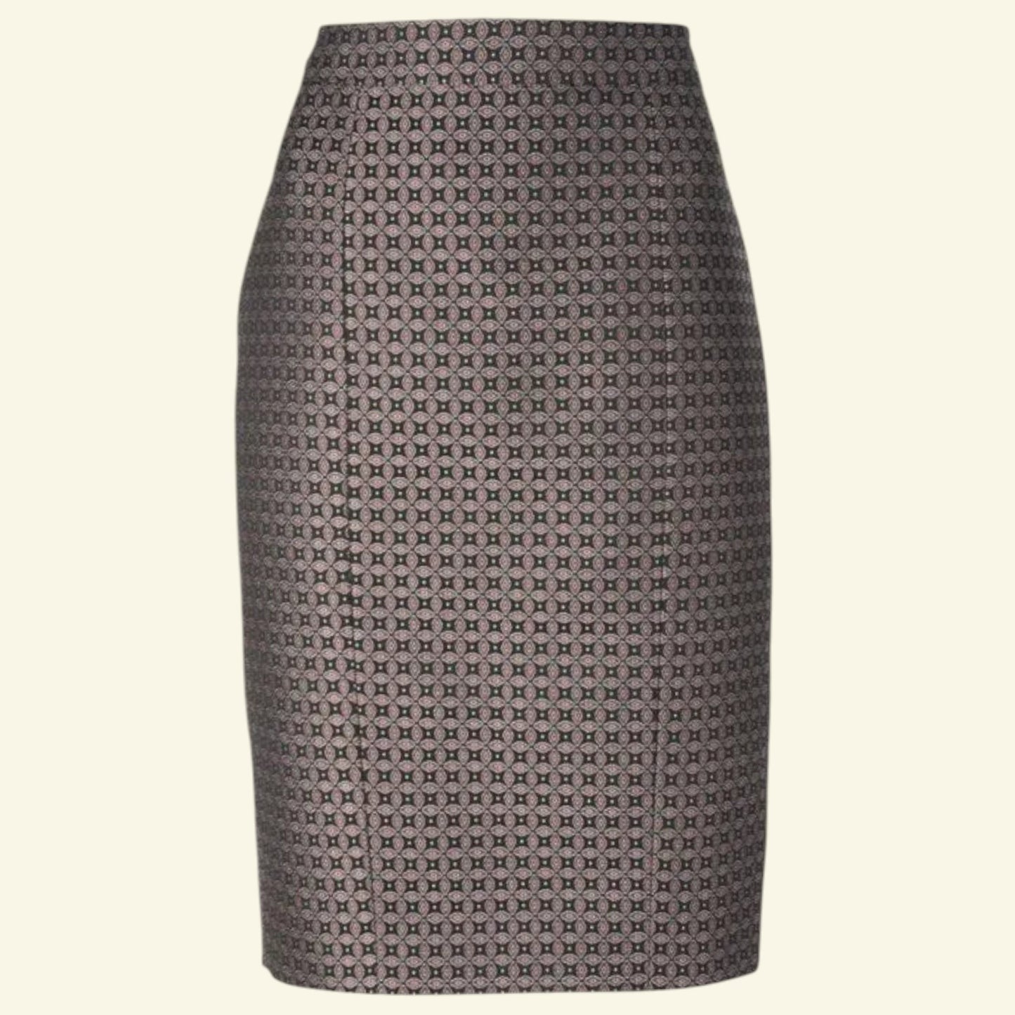 JOSEPH Cravat Jacquard Black Burgundy Pencil Skirt UK 8 - Timelessfashions