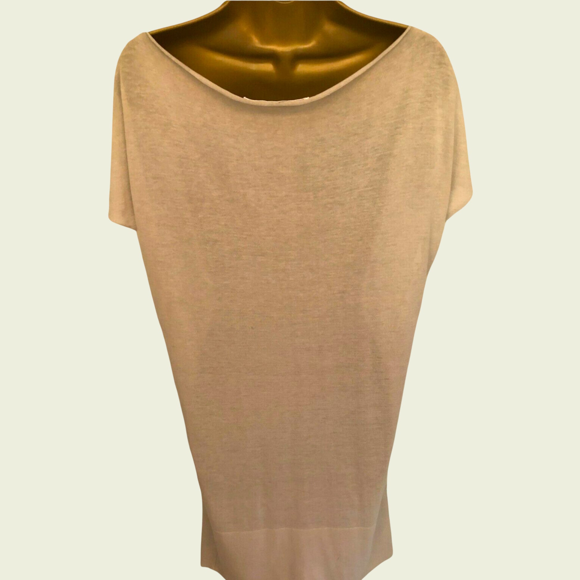 Beige sleeveless dress on a beige background