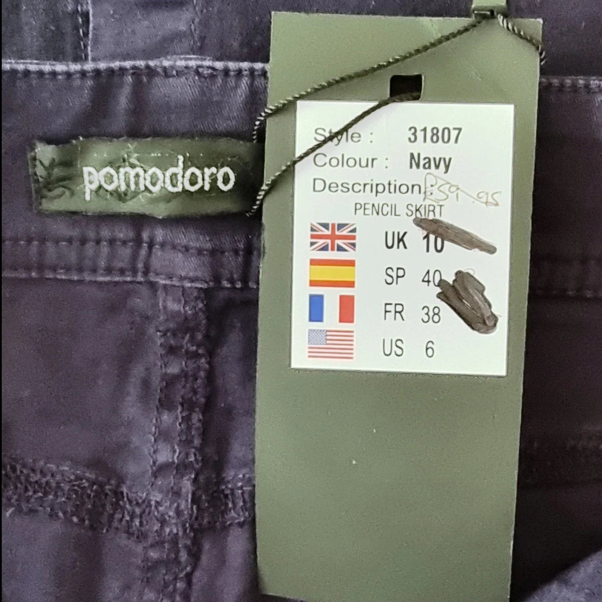Pomodoro Women's Navy Stretch Cotton Skirt UK 10 EU 38 US 6 - Timelessfashions