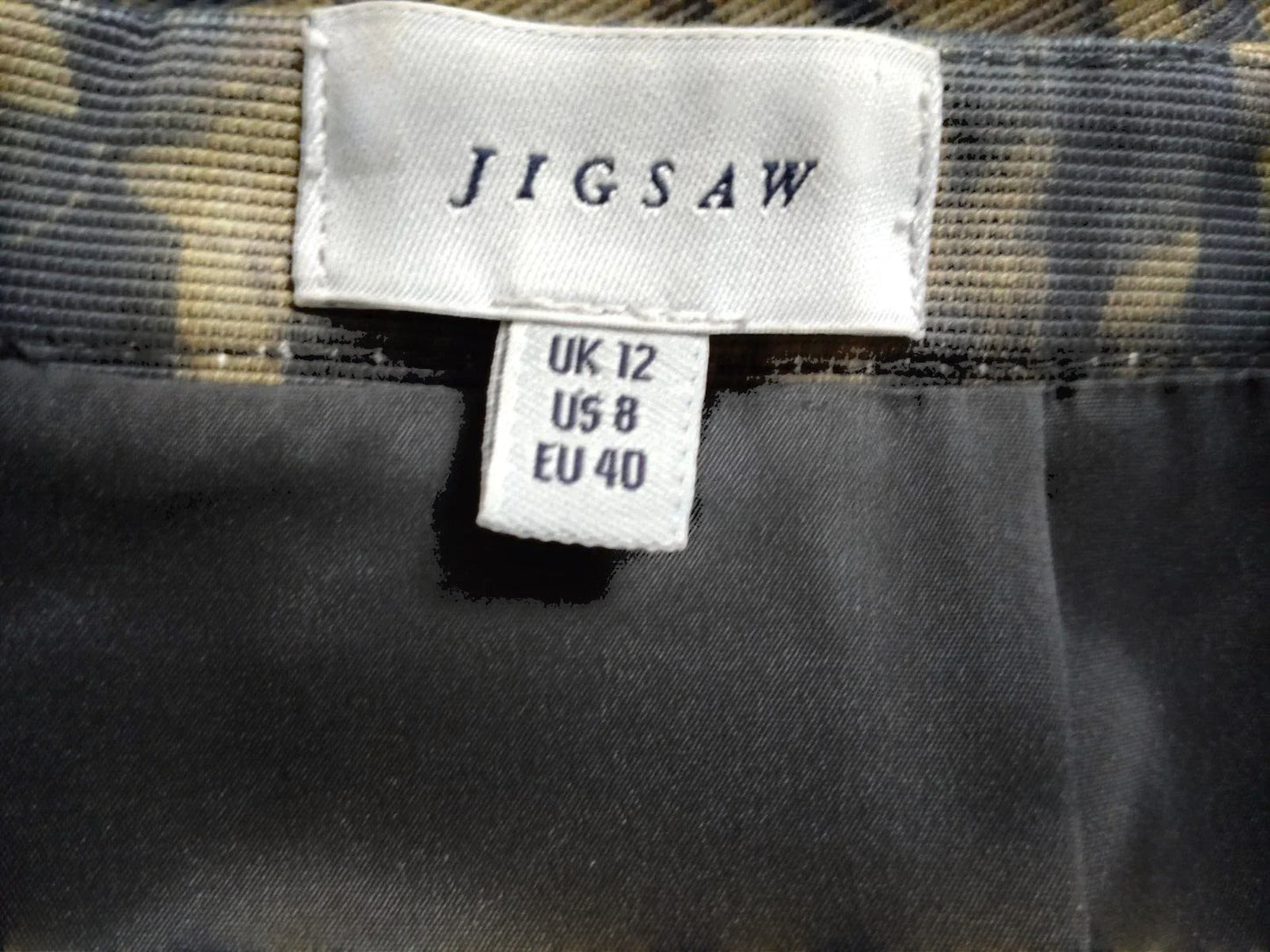Jigsaw Knee Length Ladies Olive Green/Navy Pencil Skirt Size 12 US 8 EU 40 - Timelessfashions