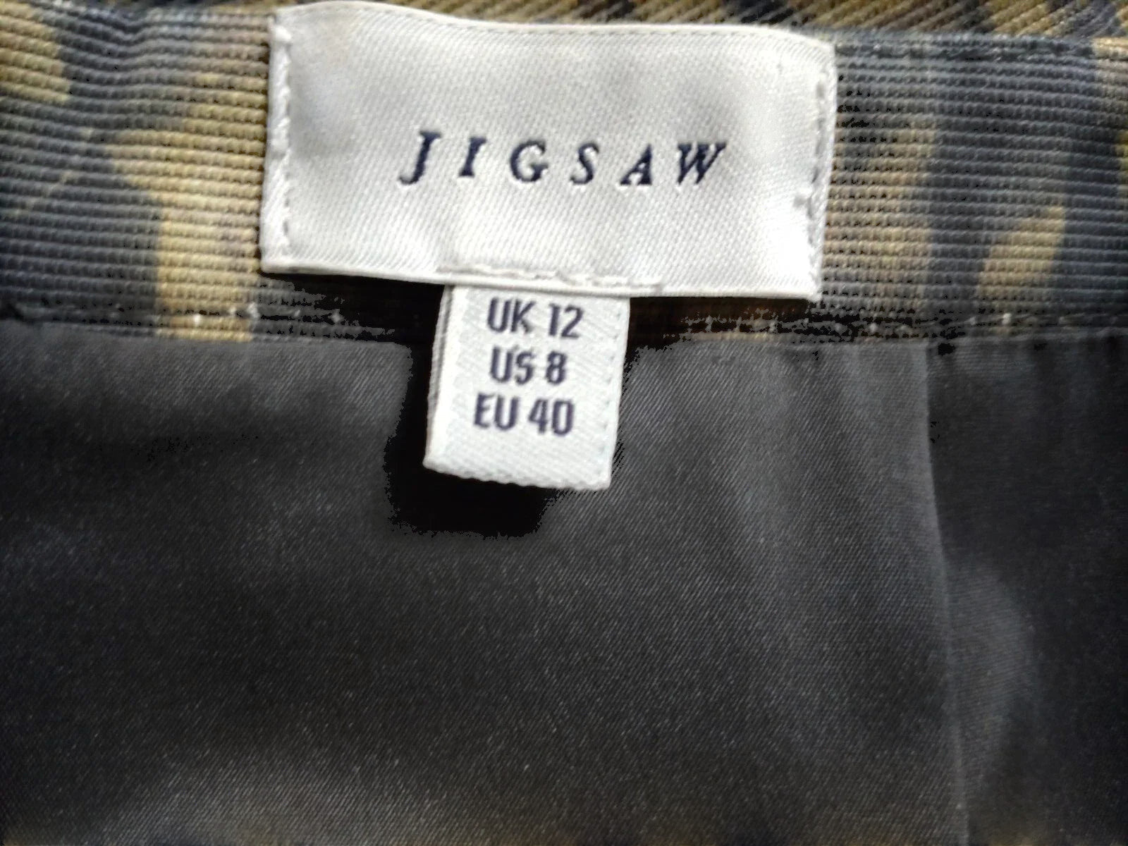 Jigsaw Knee Length Ladies Olive Green/Navy Pencil Skirt Size 12 US 8 EU 40 - Timelessfashions