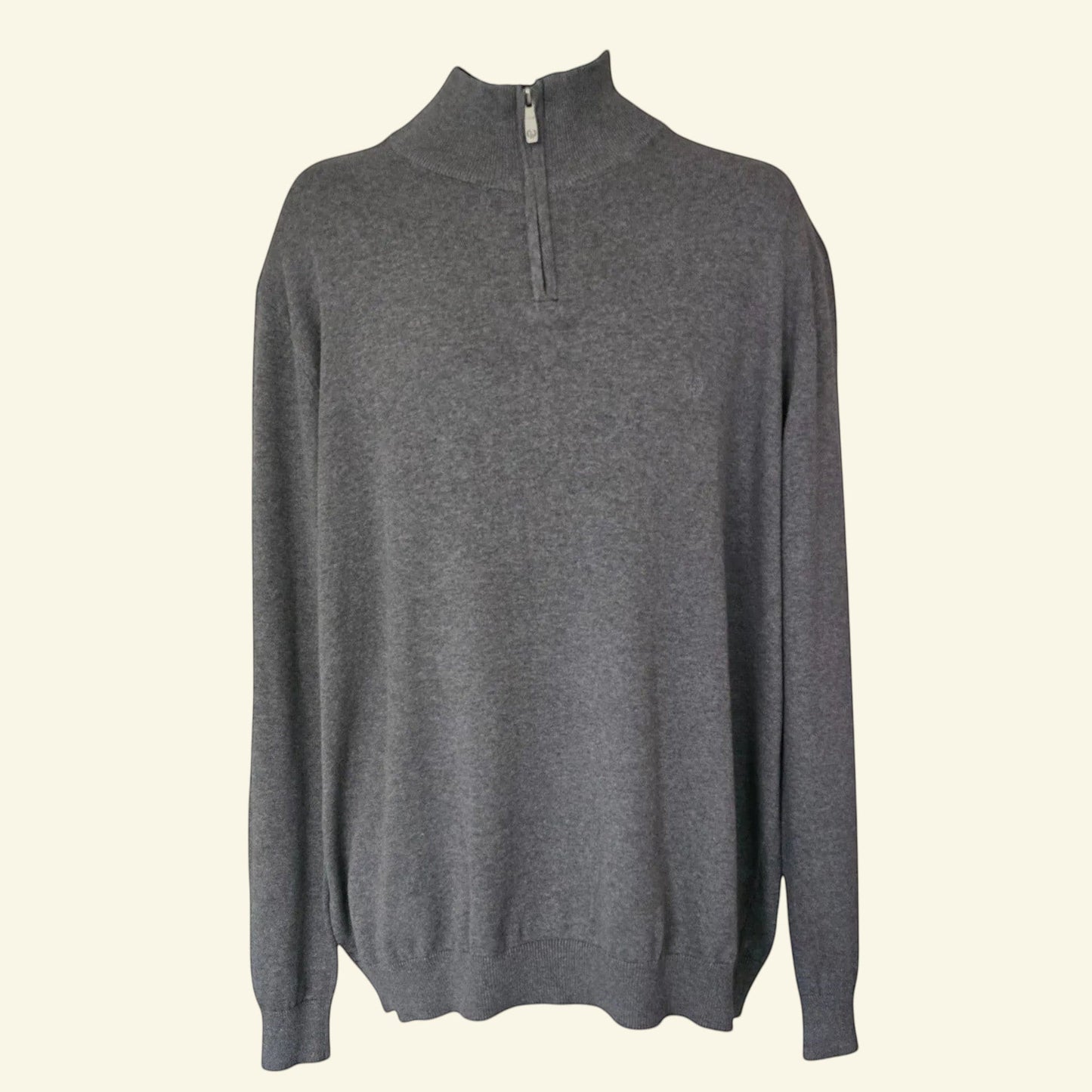 Lincoln Men's Grey Fine Knit Long Sleeve Sweater UK XXL - Timelessfashions